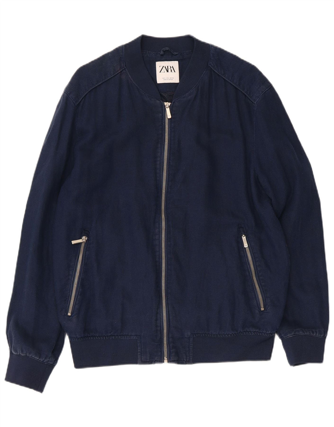 Bomber pentru bărbați ZARA UK 40 mare, albastru, poliester
