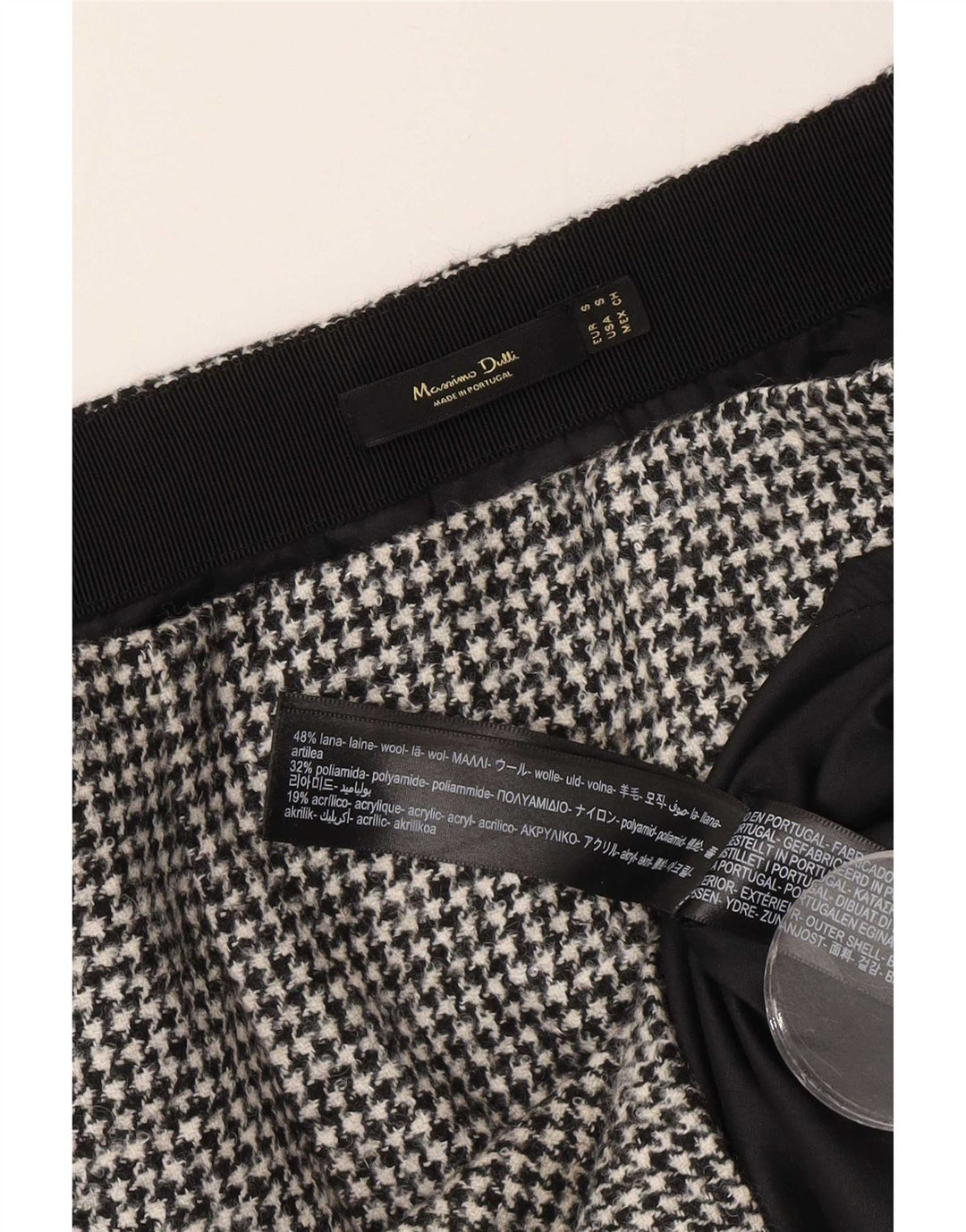 Fusta Mini Massimo Dutti pentru femei Mic W26 Lână cu picior de gală neagră
