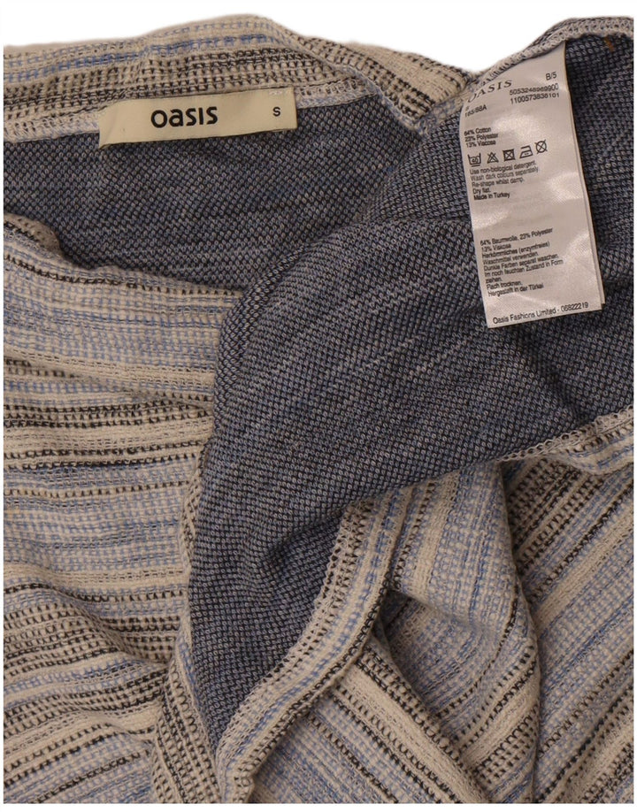 Oasis Top pentru femei cu mânecă lungă UK 10, bumbac cu dungi albastre mici