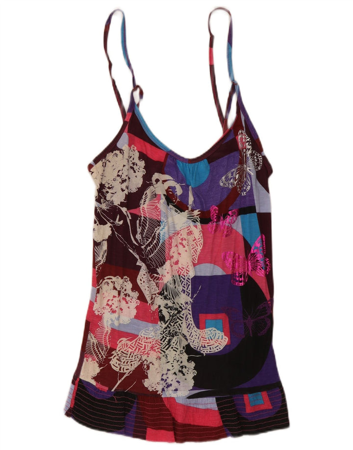 Desigual Womens Graphic Cami Top UK 12 Medium Multicolor Butterfly