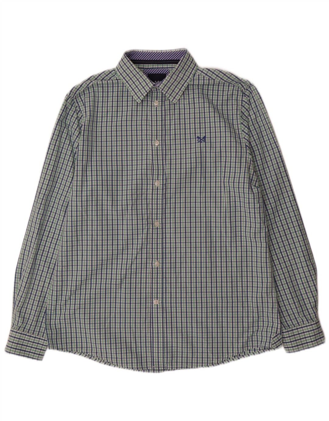 Crew Clothing Cămașă clasică pentru bărbați, bumbac vichy verde mediu
