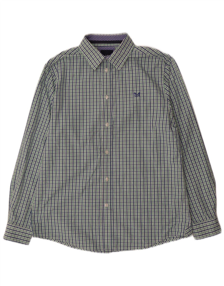 Crew Clothing Cămașă clasică pentru bărbați, bumbac vichy verde mediu