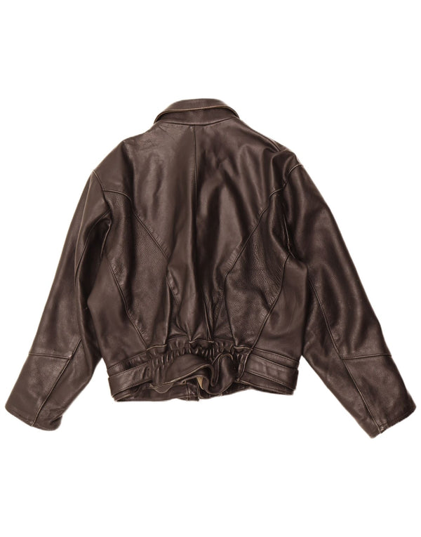 Jachetă pentru motociclist din piele vintage pentru bărbați UK 38 Medium Black