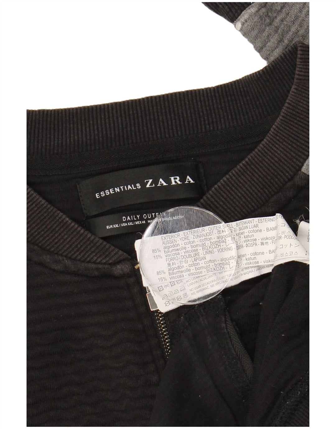 Jachetă de trening pentru bărbați Zara 2XL, bumbac negru color bloc