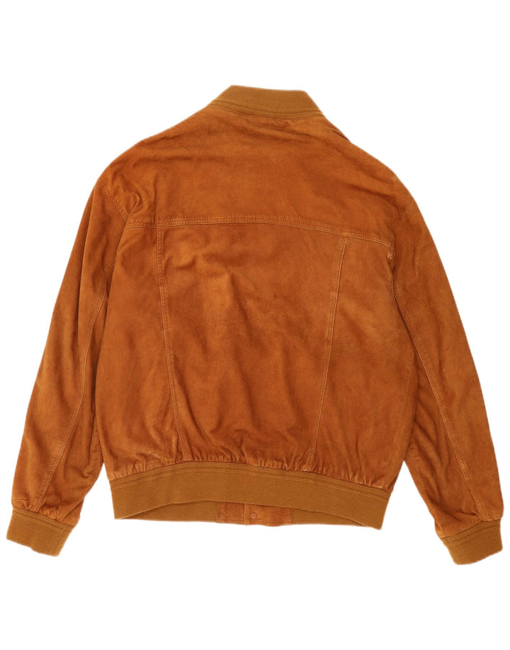 Bomber vintage pentru bărbați din piele intoarsa UK 40 mare, maro, din piele