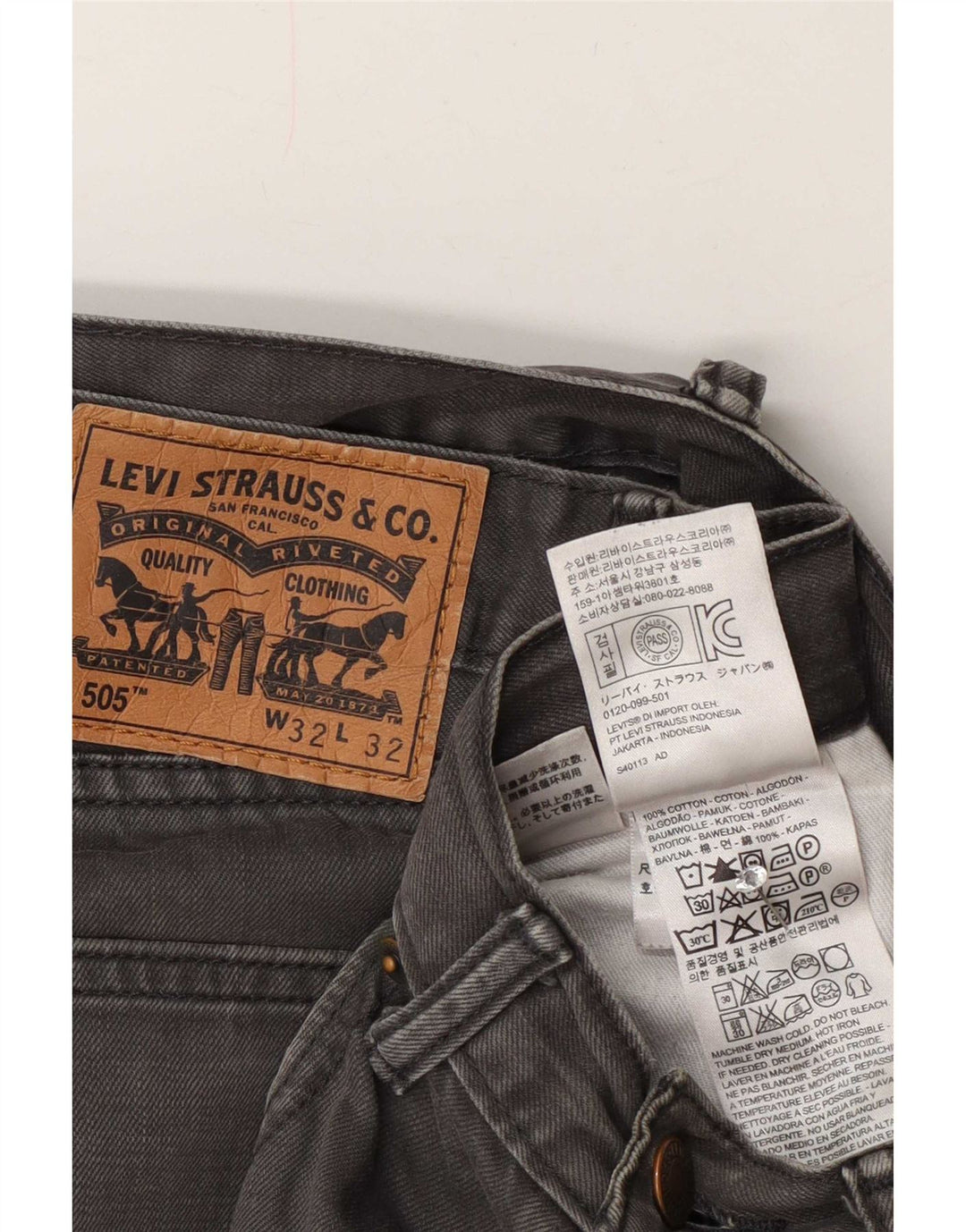 Blugi 505 drepti pentru bărbați Levi's W32 L32 bumbac gri