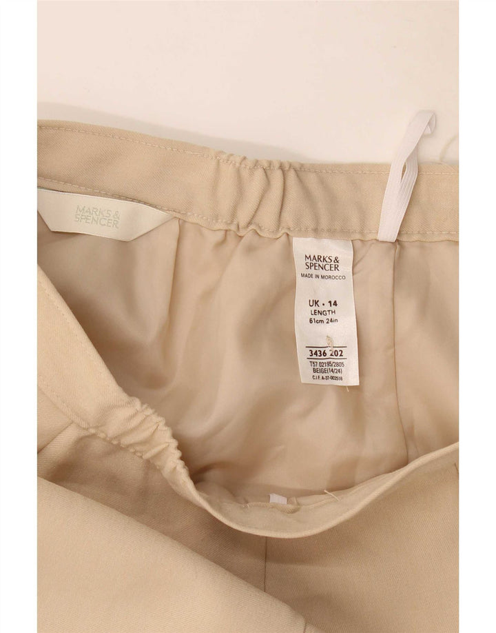 Fusta creion pentru femei Marks & Spencer UK 14 Medium W30 Poliester bej