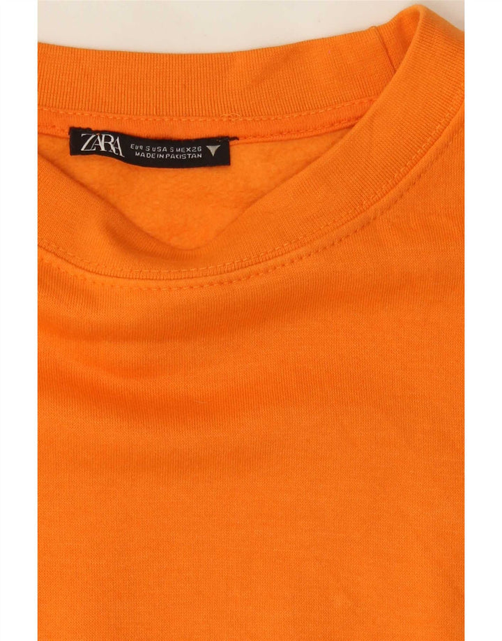 Pulover oversize Crop pentru femei Zara UK 10 Poliester portocaliu mic