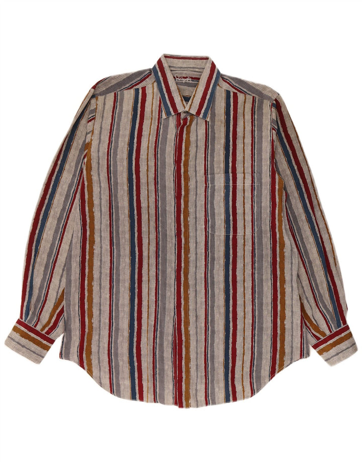 Cămașă Vintage pentru bărbați Mărimea 42 Mătase mare cu dungi multicolore