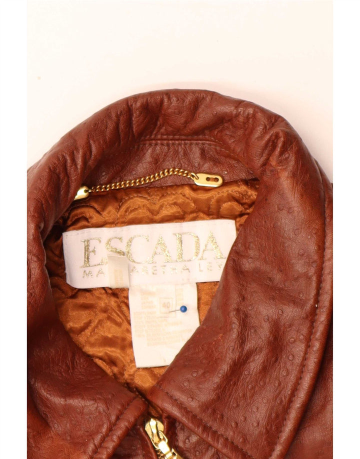 Escada Womens by Margaretha Ley Loose Fit Piele Mantoane EU 40 Maro Mediu