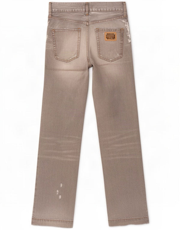 Dolce & Gabbana Blugi Distressed drepte pentru femei IT 48 XL W34 L32 Gri