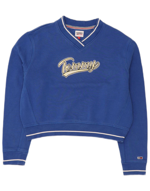 Pulover pentru damă Tommy Hilfiger oversized Graphic Crop Pulover UK 6 XS Albastru