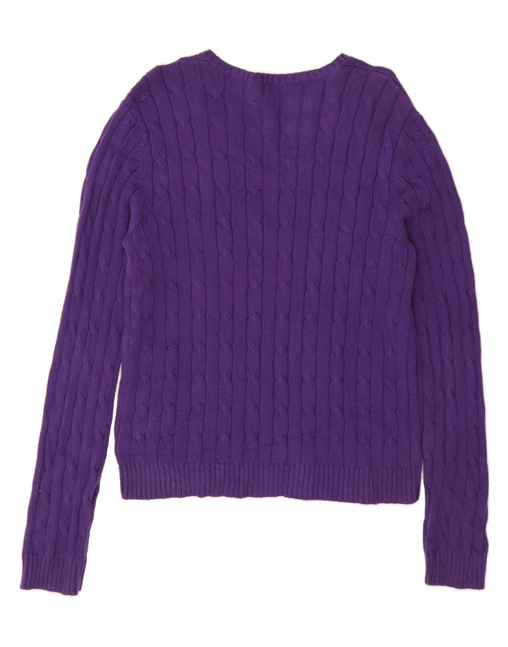 CHAPS Womens V-Neck Jumper Sweater UK 14 Medium Purple Cotton Vintage Chaps and Second-Hand Chaps from Messina Hembry 