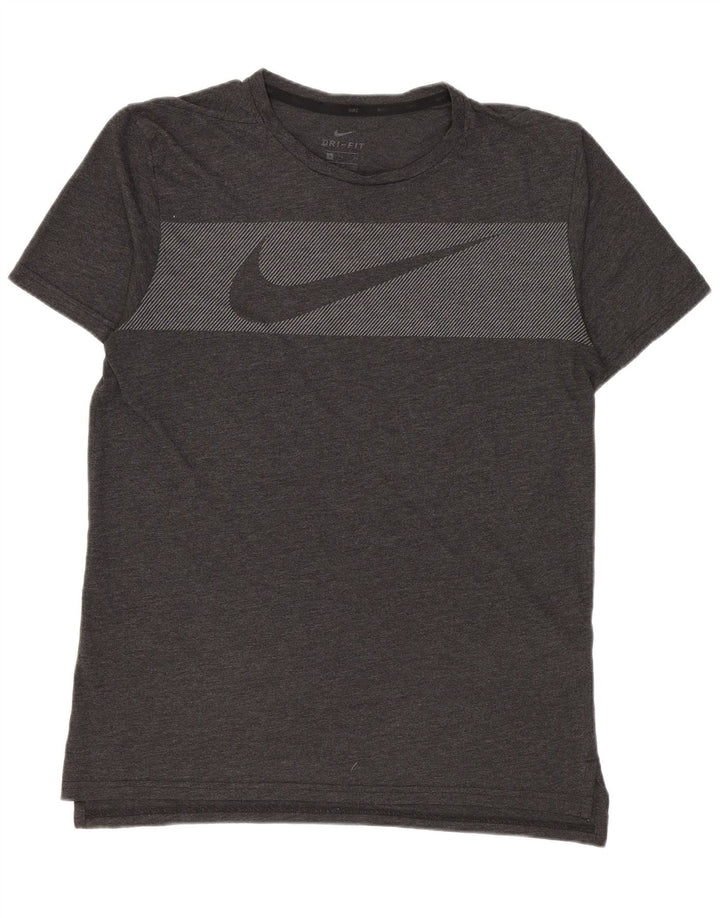 Tricou grafic NIKE Dri Fit pentru bărbați Top mic, gri, poliester cu dungi