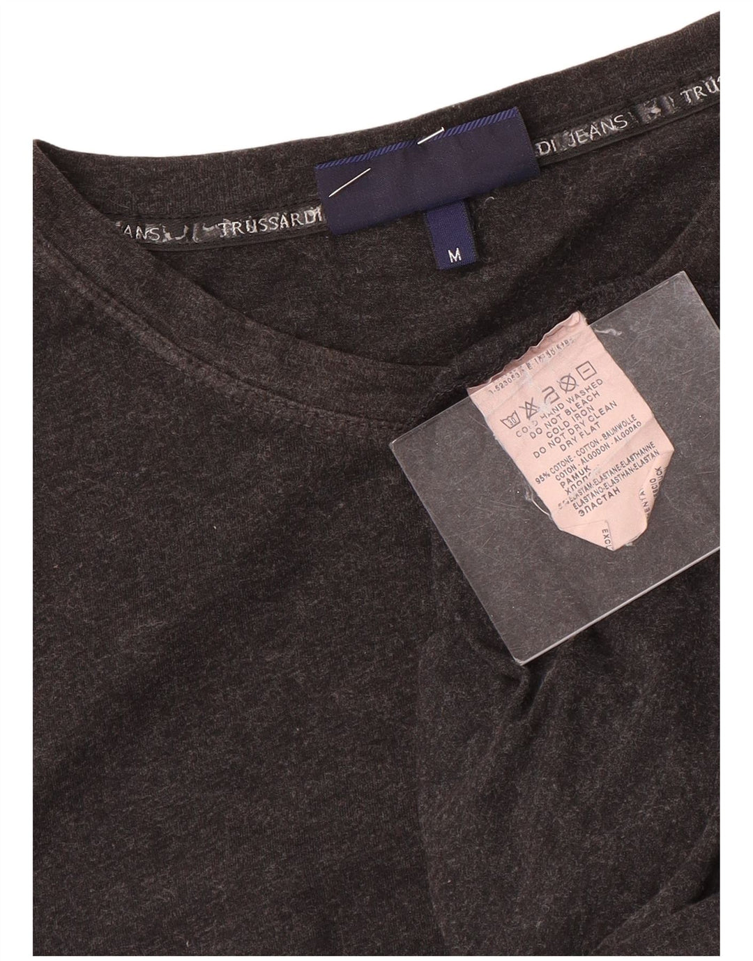 Trussardi Jeans Top pentru femei cu mânecă lungă UK 12 Bumbac gri mediu