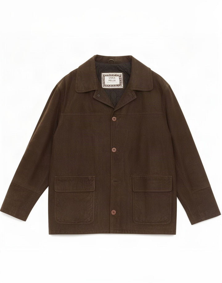 Jachetă vintage pentru bărbați din piele cu 3 nasturi IT 52 XL maro
