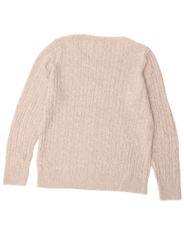 SUPERDRY Pulover cu gât de barcă pentru femei UK 14 mare, gri acrilic