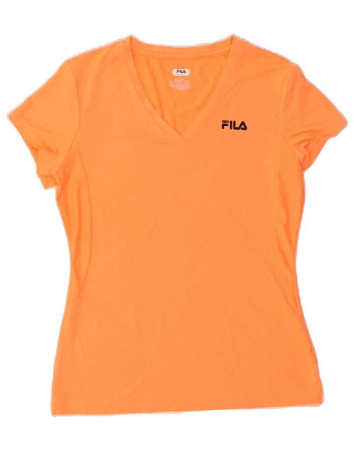 FILA Womens T-Shirt Top UK 12 Medium Orange Polyester Vintage Fila and Second-Hand Fila from Messina Hembry 