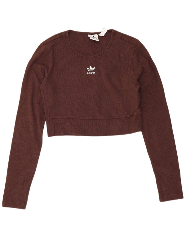 Pulover crop pentru femei Adidas UK 12/14 bumbac maro mediu