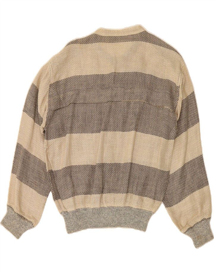 DE PLETRL Mens Cardigan Sweater IT 46 Small Beige Striped Linen Vintage De Pletrl and Second-Hand De Pletrl from Messina Hembry 