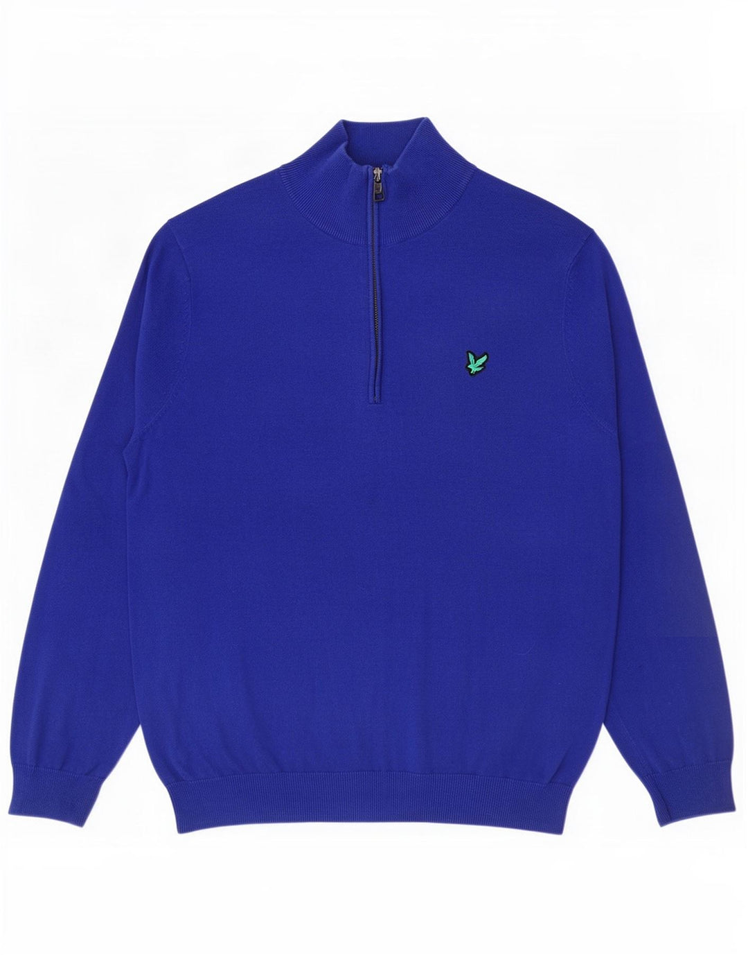 Pulover Lyle & Scott pentru bărbați, cu fermoar, cu gât, bumbac mare, albastru