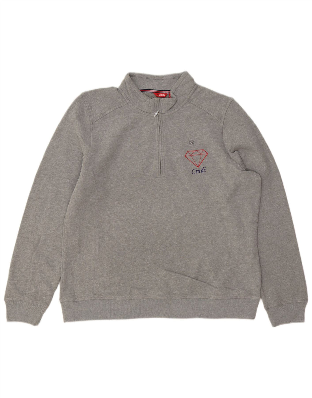 Pulover pentru bărbați IZOD, cu fermoar și gât, bumbac gri 2XL