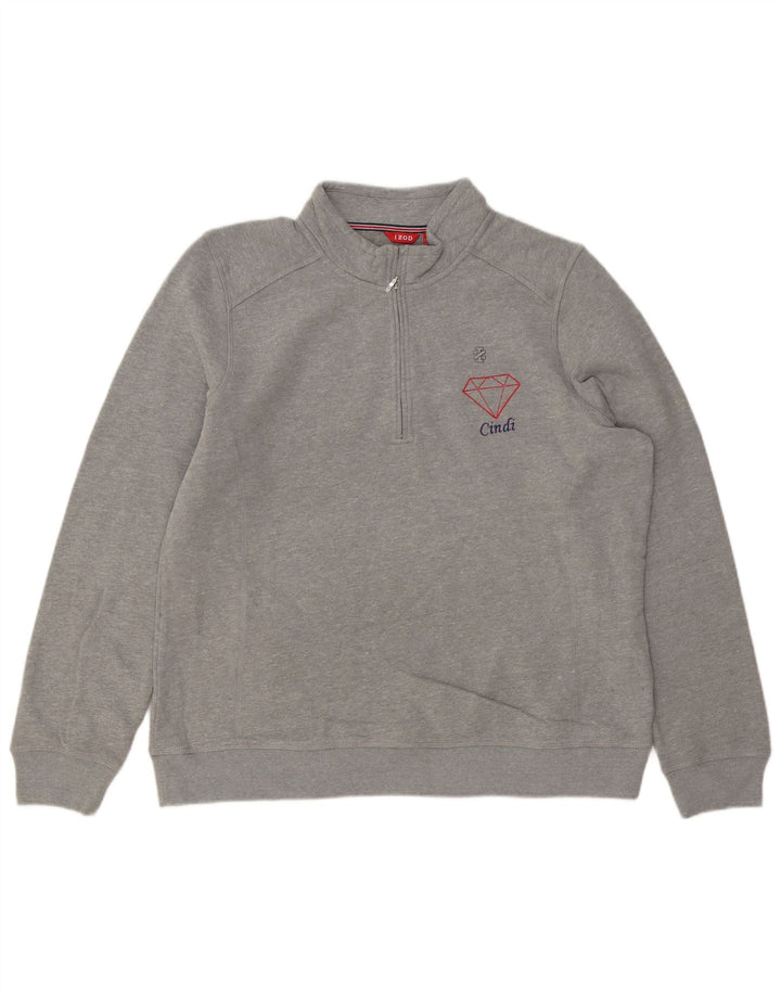 Pulover pentru bărbați IZOD, cu fermoar și gât, bumbac gri 2XL