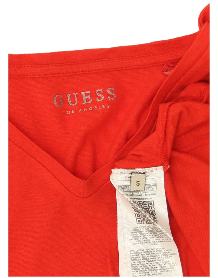 Guess Top grafic pentru femei cu mânecă lungă UK 10 mic bumbac roșu