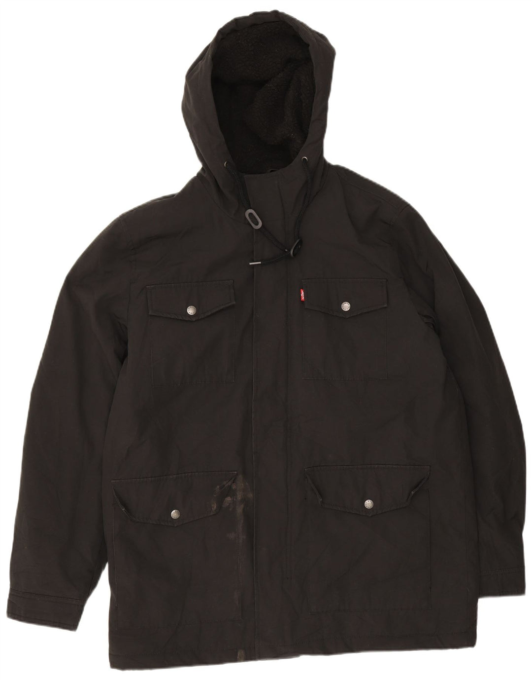 Jachetă cu glugă pentru bărbați Levi's Sherpa Utility UK 38 Poliester mediu negru