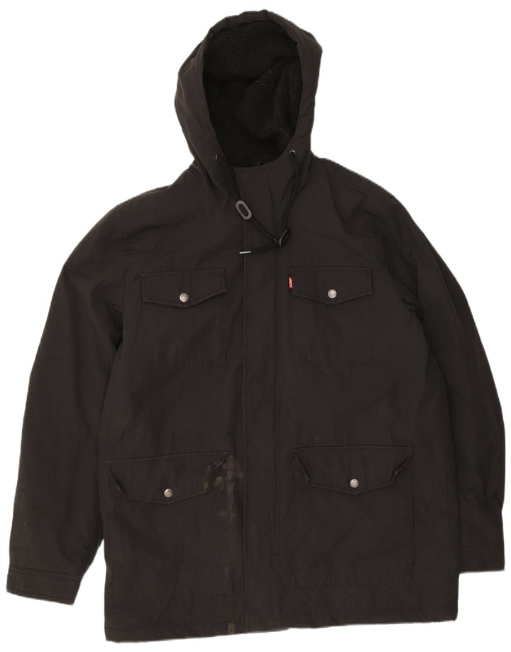 Jachetă cu glugă pentru bărbați Levi's Sherpa Utility UK 38 Poliester mediu negru