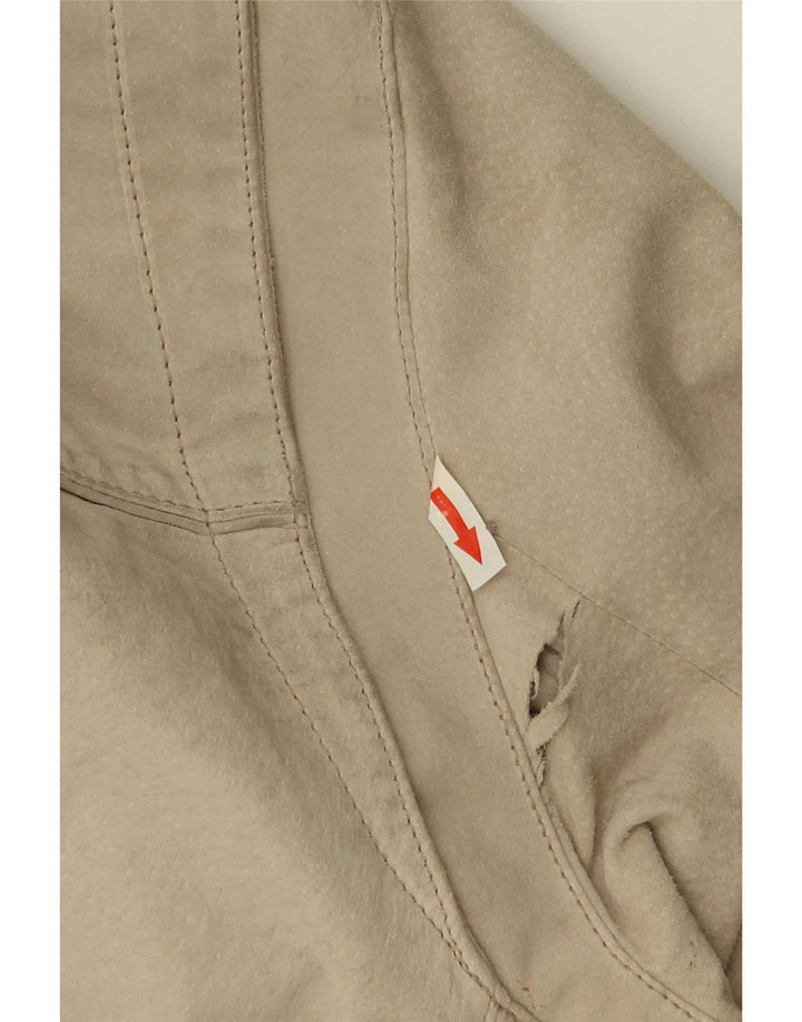 Geaca Bomber de piele intoarsa pentru barbati Heine UK 44 2XL piele bej
