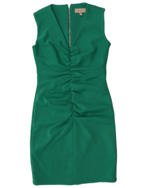 Coast Womens Full Zip Sleeveless Bodycon Dress UK 12 Medium Green Polyester