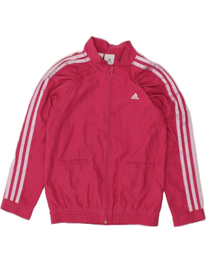 ADIDAS Girls Tracksuit Top Jacket 7-8 Years Pink Polyester Vintage Adidas and Second-Hand Adidas from Messina Hembry 