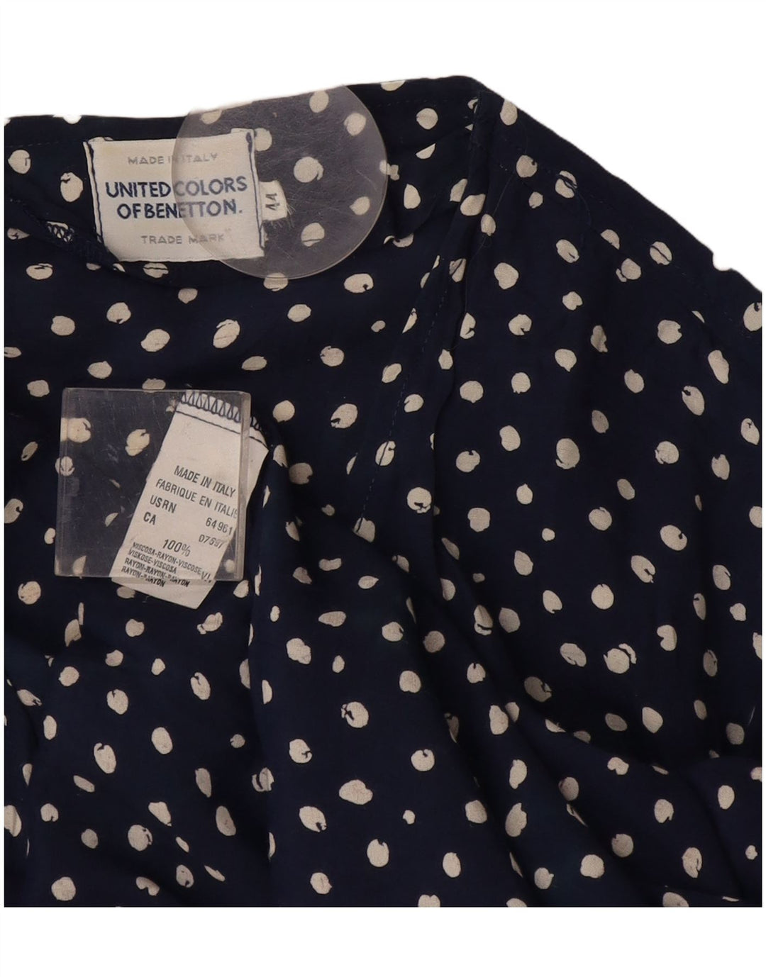 Top cu tunică supradimensionată pentru femei Benetton IT 44 Medium bleumarin cu pete