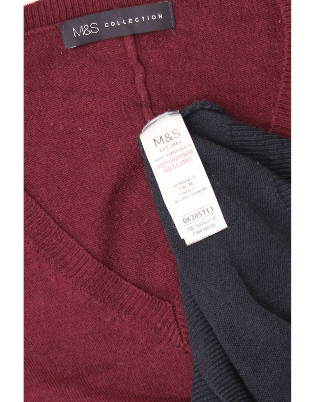 Pulover cu decolteu în V pentru femei Marks & Spencer UK 6 XS Multicolor
