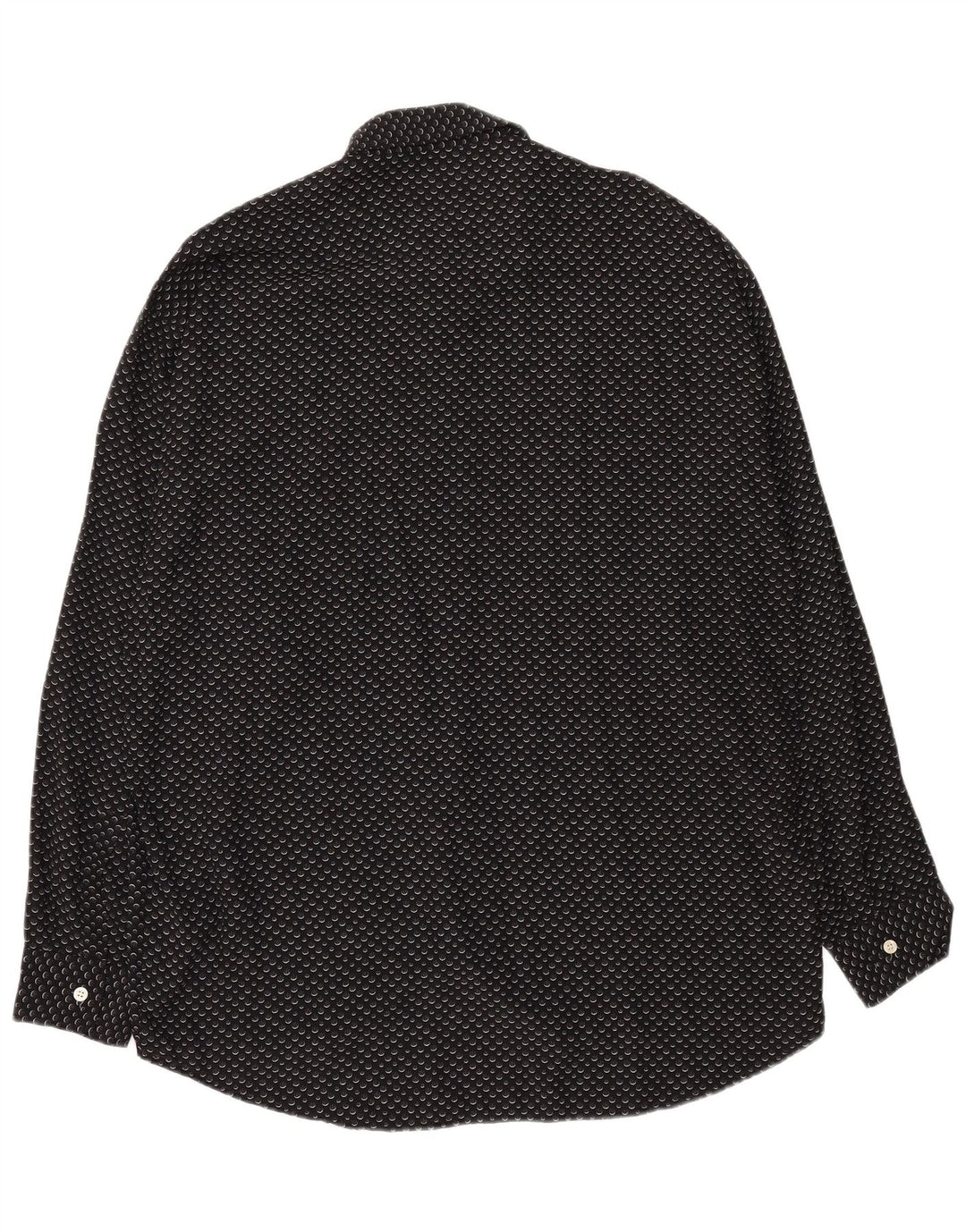 KANTAROS Mens Shirt Large Black Spotted Viscose