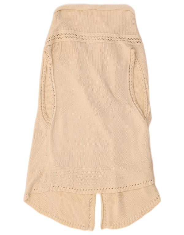 Pulover cardigan deschis fără mâneci pentru femei Zara UK 14 bumbac mediu bej