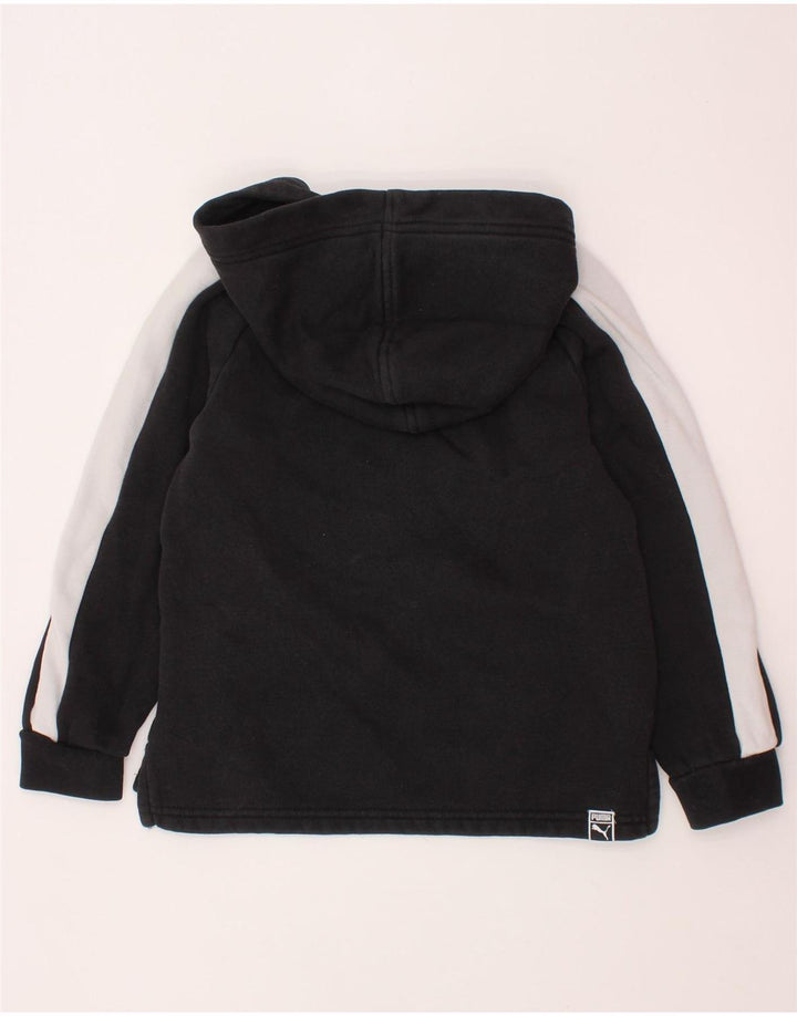 Pulover cu glugă cu grafic PUMA pentru băieți, 5-6 ani, bumbac negru color bloc