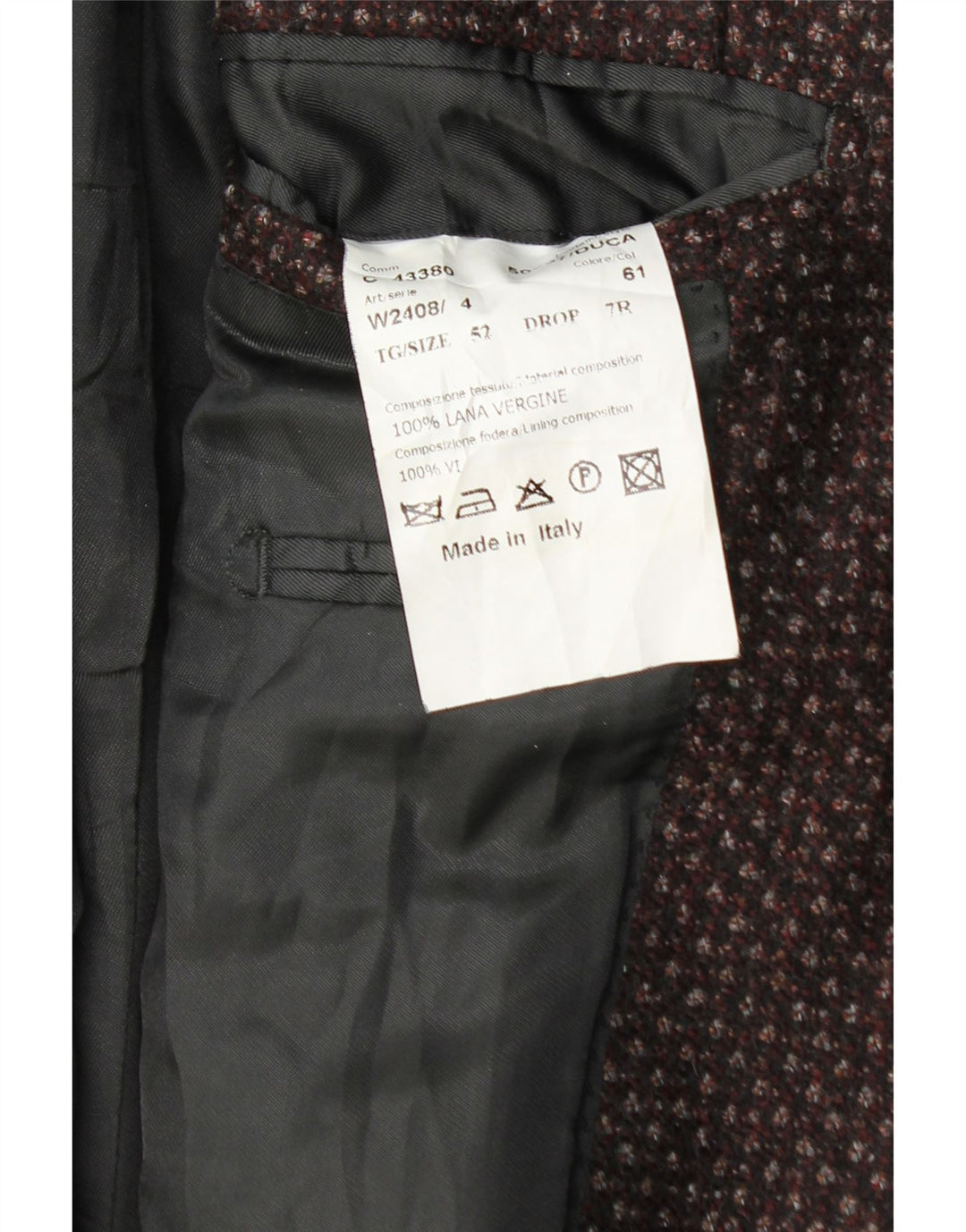 Jachetă Al Duca D'Aosta pentru bărbați, cu 3 nasturi, IT 52 XL, burgundă, pete