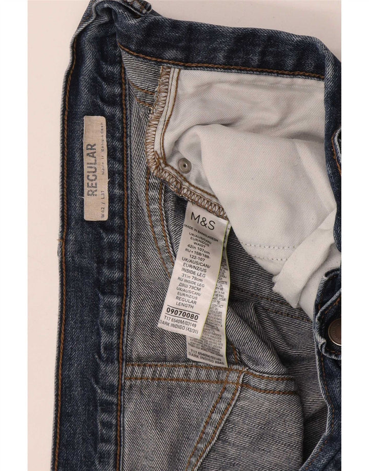 Blugi drepți obișnuiți pentru bărbați Marks & Spencer W42 L31 Bumbac albastru