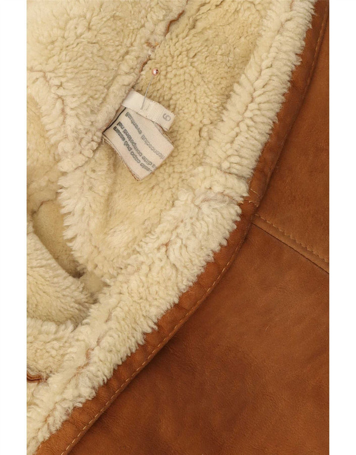Jachetă vintage pentru bărbați din shearling US 6 Medium Brown