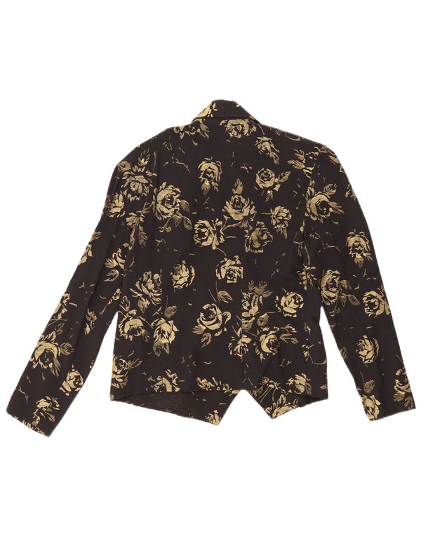 Jachetă pentru femei VINTAGE cu două piepturi EU 36 Mic Negru Floral