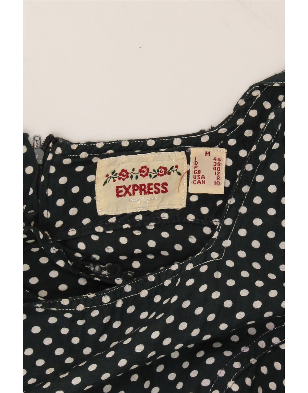 EXPRESS Womens Bodycon Dress UK 12 Medium Black Polka Dot Vintage Express and Second-Hand Express from Messina Hembry 