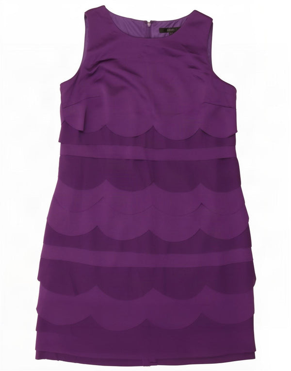 Coasta pentru femei fără mâneci rochie teacă UK 14 mare violet în dungi acetat