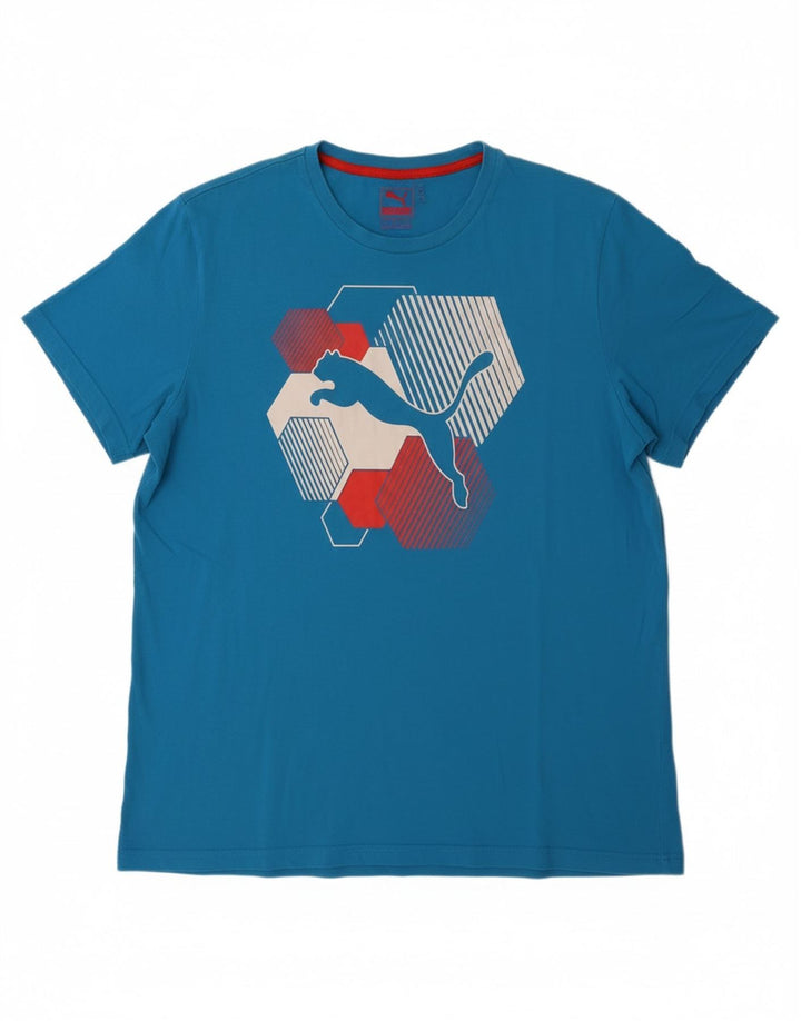 PUMA Mens Graphic T-Shirt Top 2XL Blue Cotton Vintage Puma and Second-Hand Puma from Messina Hembry 