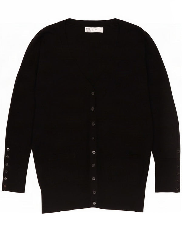 Zara Pulover cardigan pentru femei UK 16 Large Black Viscose