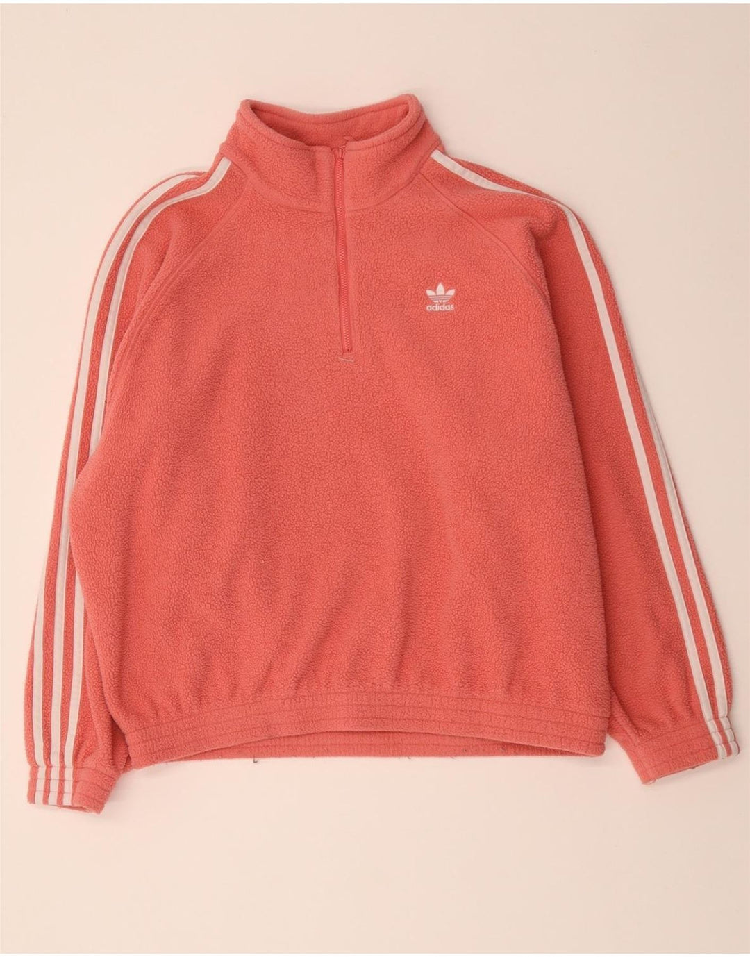 ADIDAS Womens Zip Neck Fleece Jumper UK 12 Medium  Pink Polyester Vintage Adidas and Second-Hand Adidas from Messina Hembry 