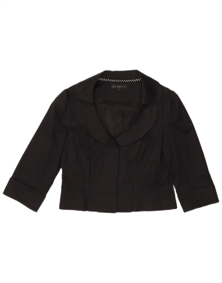 Jachetă Bolero pentru femei Coastă cu mâneci 3/4 UK 12, bumbac mediu negru