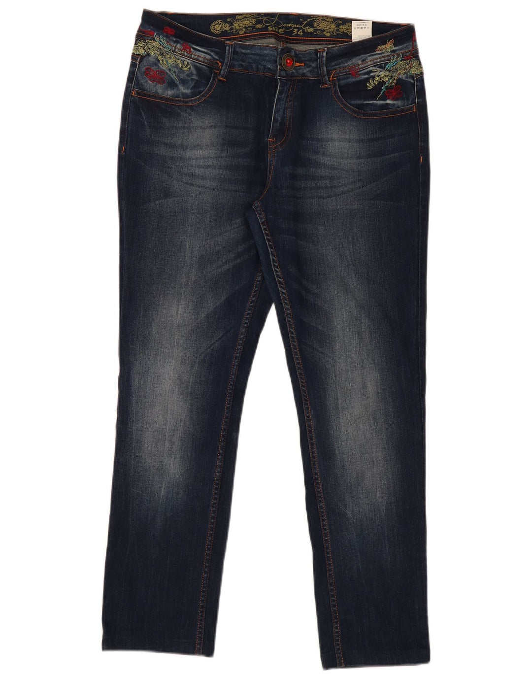 Blugi Desigual pentru femei Graphic Slim W34 L29 Poliester bleumarin