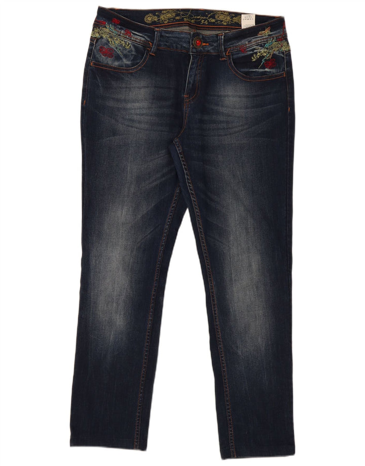 Blugi Desigual pentru femei Graphic Slim W34 L29 Poliester bleumarin